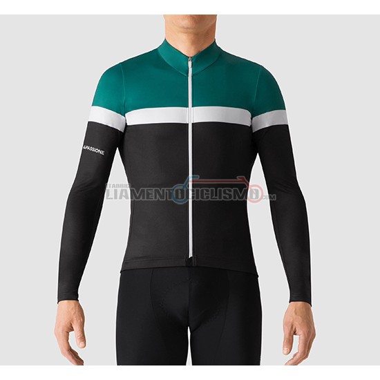 Abbigliamento Ciclismo La Passione Manica Lunga 2019 Verde Bianco Nero